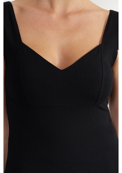 Moda Kalp Yaka Örme Slim Düz Desen Casual Günlük Crop Kolsuz Bluz indirimleri