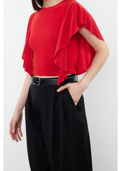 Moda Bisiklet Yaka Örme Slim Düz Desen Casual Günlük Crop Kısa Kol Bluz fiyatları