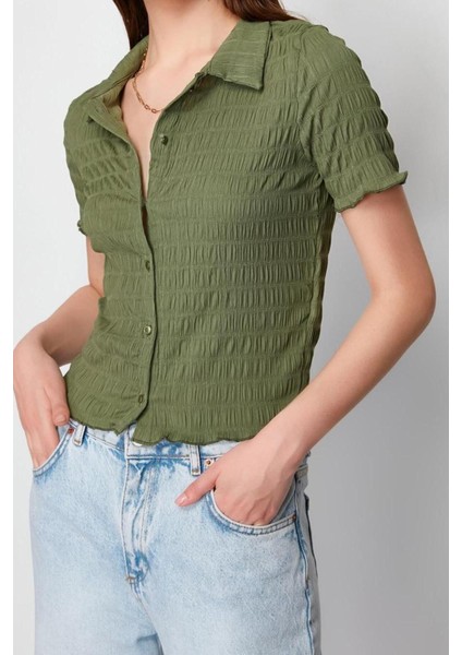 Moda Polo Yaka Örme Slim Düz Desen Casual Günlük Regular Kısa Kol Bluz fırsatları