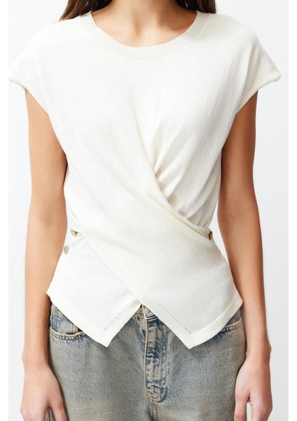 Moda Bisiklet Yaka Triko Slim Düz Desen Casual Günlük Regular Kolsuz Bluz