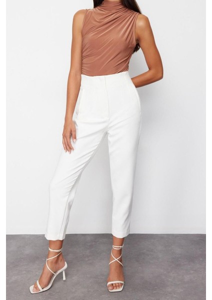 Moda Dik Yaka Örme Fit Düz Desen Casual Günlük Crop Kolsuz Bluz modelleri