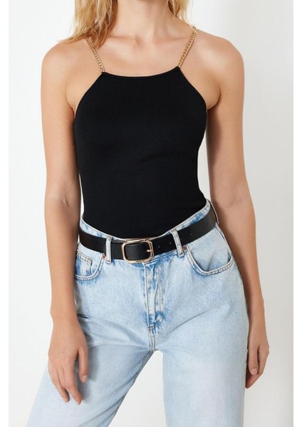 Moda Havuz Yaka Triko Regular Düz Desen Casual Günlük Regular Askılı Kol Bluz fırsatları