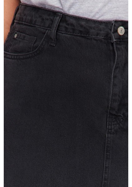 Moda Büyük Beden Regular Düz Desen Günlük Midi Boy Denim Büyük Beden Etek indirimleri