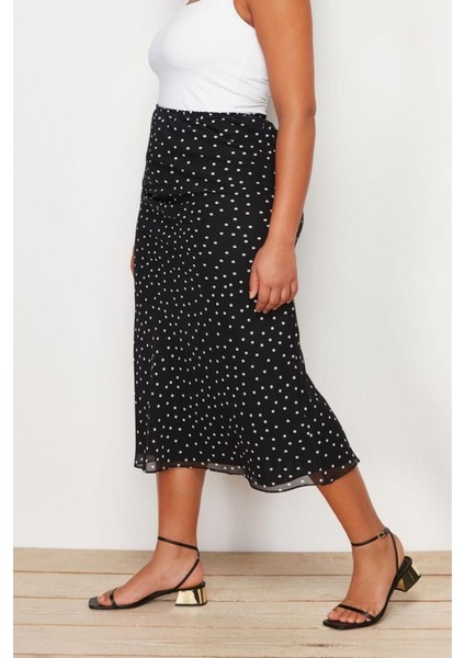 Moda Büyük Beden Regular Puantiyeli Desen Günlük Maxi Boy Puantiyeli Balık Dokuma Etek fırsatları