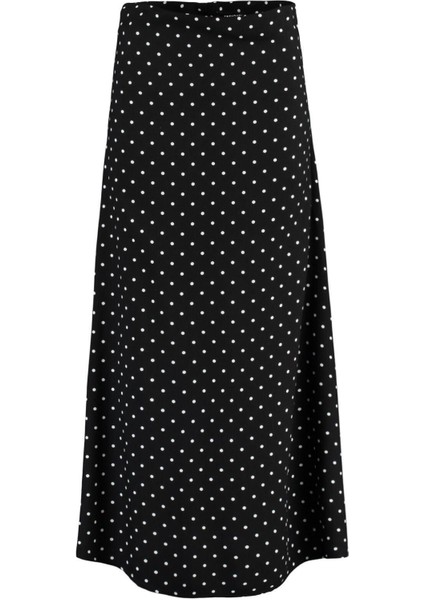 Moda Tesettür Regular Çiçekli Desen Günlük Maxi Boy Puantiye Desenli Çan Dokuma Etek