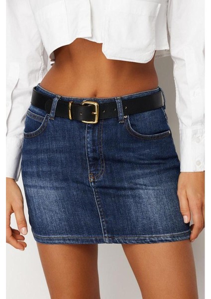 Moda Denim Düz Desen Günlük Mini Boy Düşük Bel Mini Denim Etek fiyatları