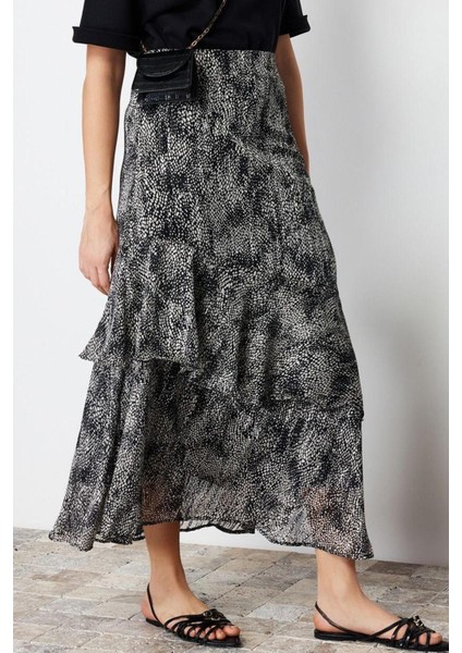 Moda Tesettür Regular Animal Desen Günlük Maxi Boy Animal Desenli Astarlı Dokuma Etek fiyatları