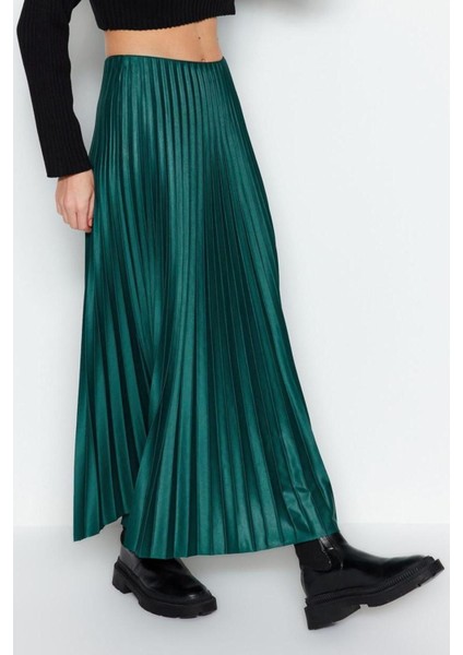 Moda Regular Düz Desen Günlük Maxi Boy Piliseli Maxi Esnek Örme Etek fırsatları