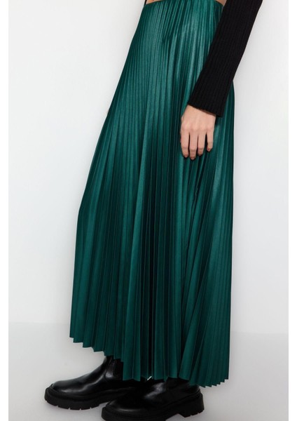 Moda Regular Düz Desen Günlük Maxi Boy Piliseli Maxi Esnek Örme Etek indirimleri