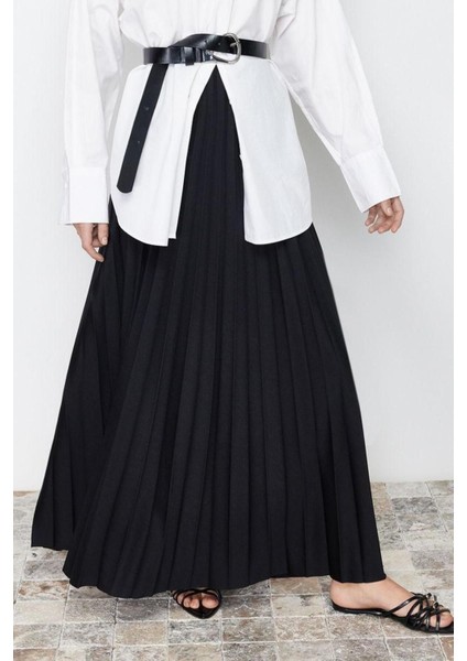 Moda Tesettür Regular Düz Desen Günlük Maxi Boy Piliseli Örme Etek fiyatları