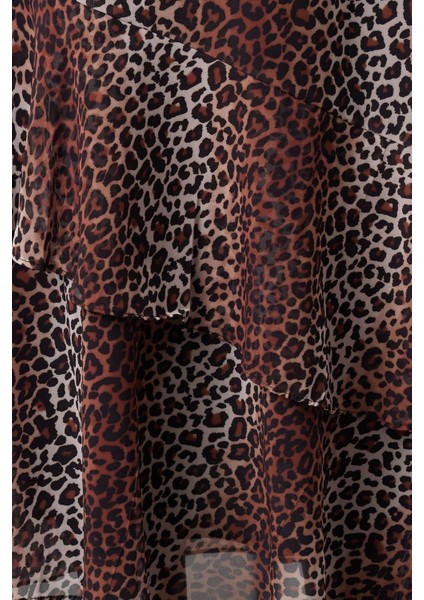 Moda Tesettür Regular Animal Desen Günlük Maxi Boy Leopar Desenli Astarlı Dokuma Etek fırsatları