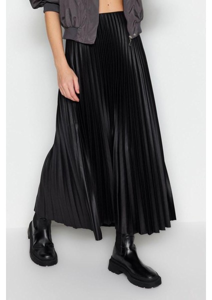 Moda Regular Düz Desen Günlük Maxi Boy Piliseli Maxi Esnek Örme Etek fiyatları