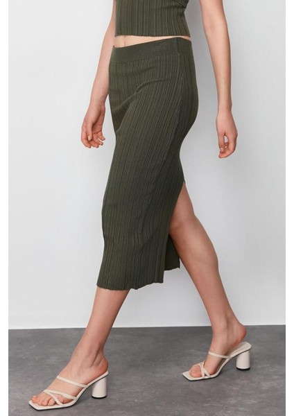 Moda Bodycon Düz Desen Günlük Midi Boy Triko Premium Iplik Özel Iplik Etek modelleri