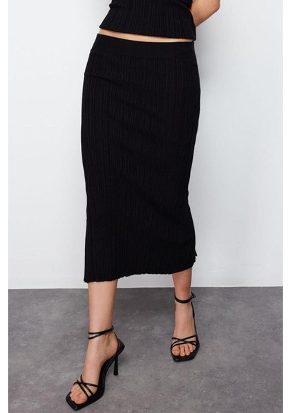Moda Bodycon Düz Desen Günlük Midi Boy Triko Premium Iplik Özel Iplik Etek fiyatları