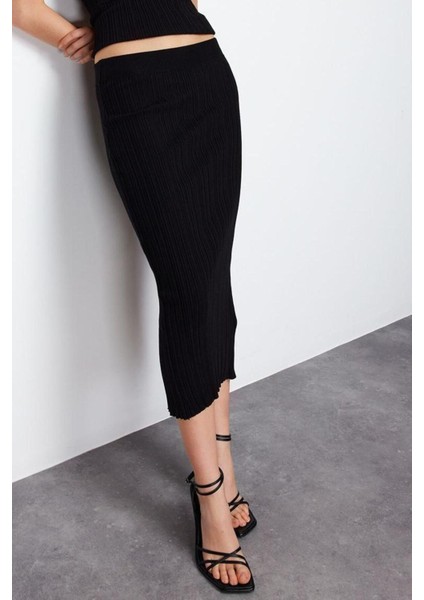 Moda Bodycon Düz Desen Günlük Midi Boy Triko Premium Iplik Özel Iplik Etek modelleri