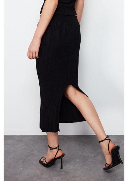Moda Bodycon Düz Desen Günlük Midi Boy Triko Premium Iplik Özel Iplik Etek fırsatları