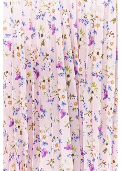 Moda Tesettür Beli Lastikli Çiçekli Desen Günlük Maxi Boy Piliseli Beli Lastikli Dokuma Etek indirimleri