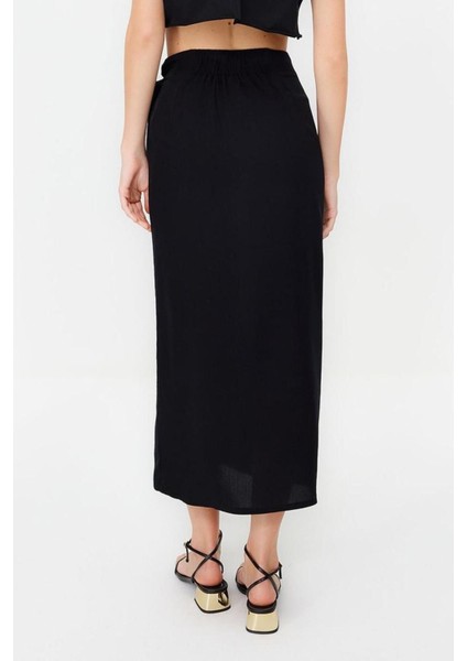 Moda Regular Düz Desen Günlük Maxi Boy Bağlamalı Viskon Dokuma Etek indirimleri