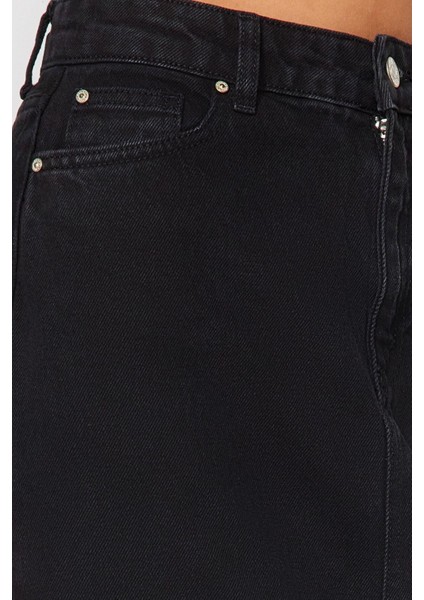 Moda Denim Düz Desen Günlük Maxi Boy Yırtmaçlı Maxi Denim Etek indirimleri