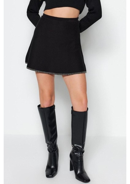 Moda Regular Düz Desen Günlük Mini Boy Mini Pamuklu Triko Etek modelleri