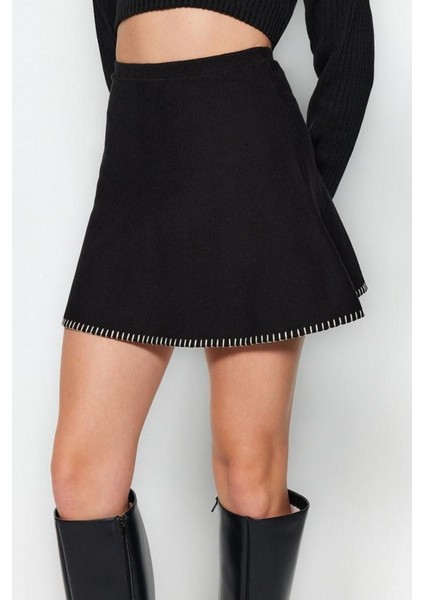 Moda Regular Düz Desen Günlük Mini Boy Mini Pamuklu Triko Etek fırsatları