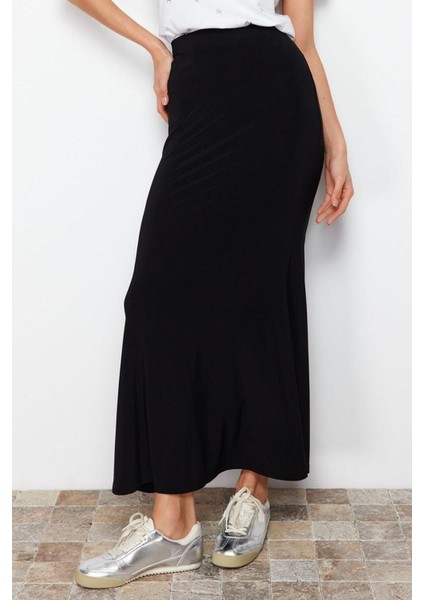 Moda Regular Düz Desen Günlük Maxi Boy Vücuda Oturan Balık Form Esnek Maxi Etek modelleri