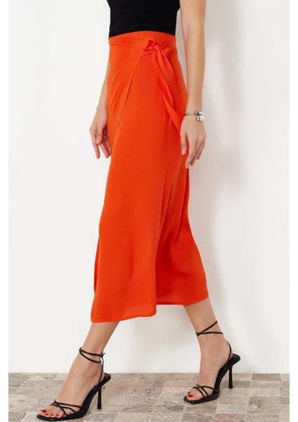 Moda Regular Düz Desen Günlük Maxi Boy Bağlamalı Kruvaze Kapama Viskon Kumaşlı Maxi Boy Dokuma Etek modelleri