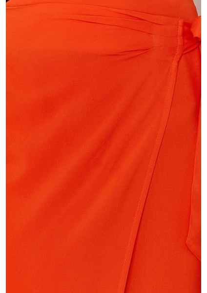 Moda Regular Düz Desen Günlük Maxi Boy Bağlamalı Kruvaze Kapama Viskon Kumaşlı Maxi Boy Dokuma Etek indirimleri