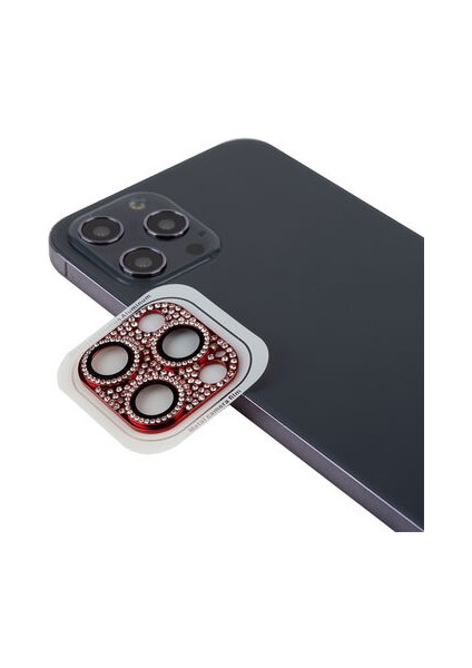 iPhone 12 Pro Max İçin Taş Detaylı Cl-08 Kamera Lens Koruyucu