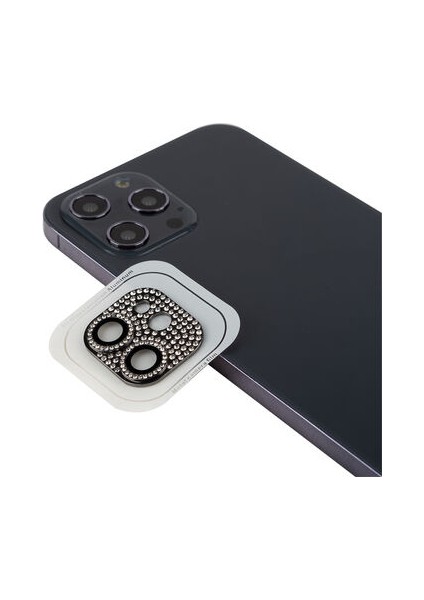 iPhone 12 Mini İçin Taş Detaylı Cl-08 Kamera Lens Koruyucu