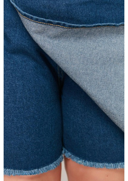 Büyük Beden Moda Denim Normal Bel Dar Paça Gündelik Yüksek Bel Etek Uçu Püsküllü Şort Etek