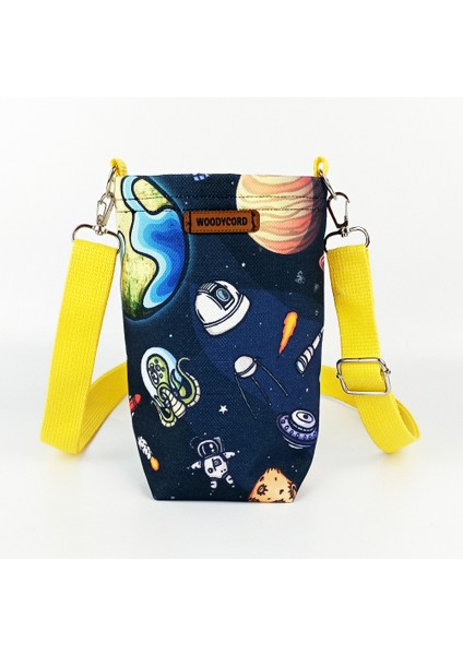 Woody Cord 1 Litrelik Matara Kılıfı Su Şişesi Taşıma Çantası Water Bottle Bag Uzay