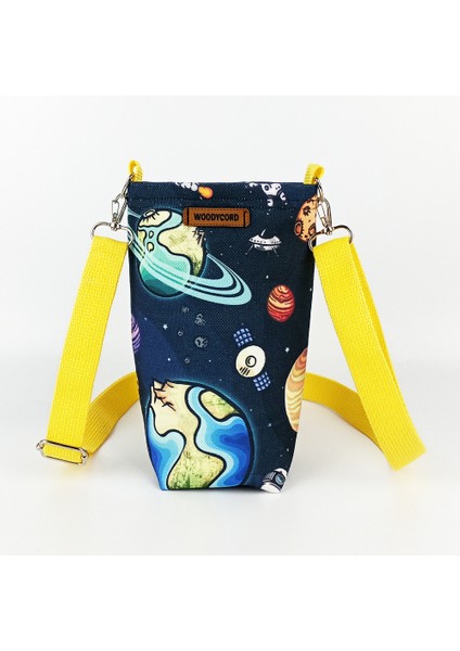 Woody Cord 1 Litrelik Matara Kılıfı Su Şişesi Taşıma Çantası Water Bottle Bag Uzay