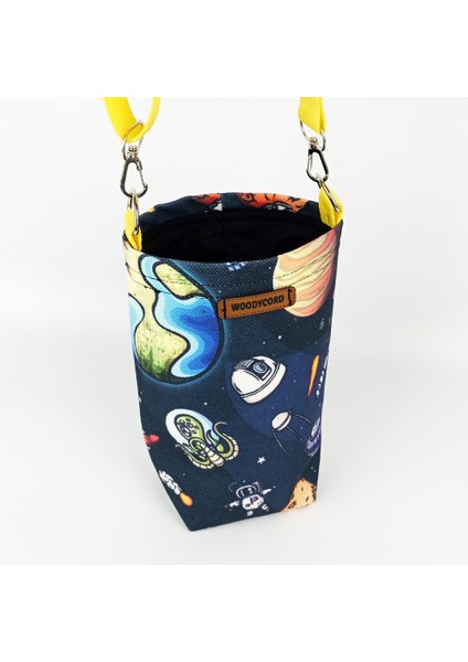 Woody Cord 1 Litrelik Matara Kılıfı Su Şişesi Taşıma Çantası Water Bottle Bag Uzay