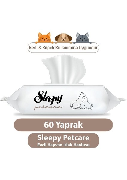 Petcare Evcil Hayvan Islak Havlusu 60LI x 7 Adet (420 Yaprak)