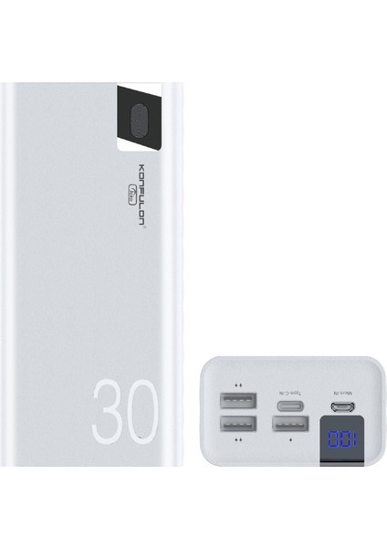 A19 Dijital Ekranlı Powerbank 30.000 Mah Hızlı Şarj - Beyaz 13