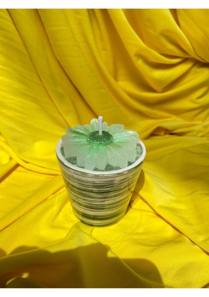 Çizgili Saksıda Papatya Şekilli Dekoratif Kokulu Mum fiyatları