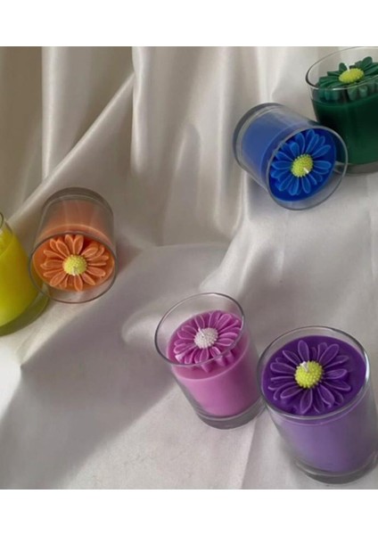 Papatya Temalı Şık Bardak Mum