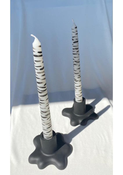 Zebra Desenli 2’li Şamdan Mum