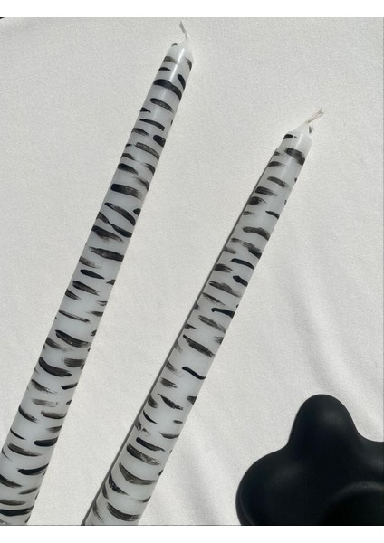 Zebra Desenli 2’li Şamdan Mum