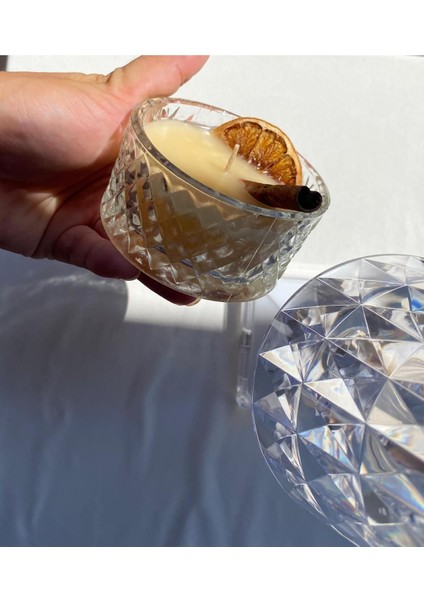 Portakal ve Tarçınlı Doğal ve Vegan Ritüel Kokulu Kristal Cam Kase Mum