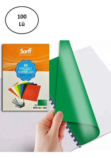 Sarf A4 Pvc Cilt Kapağı Opak Fıstık Yeşili 100'LÜ Paket