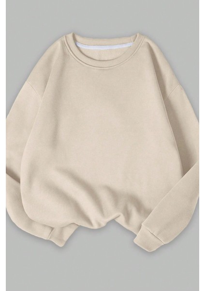 Kadın Siyah Bej Kahverengi Düz Bisiklet Yaka 3lü Sweatshirt Set fırsatları