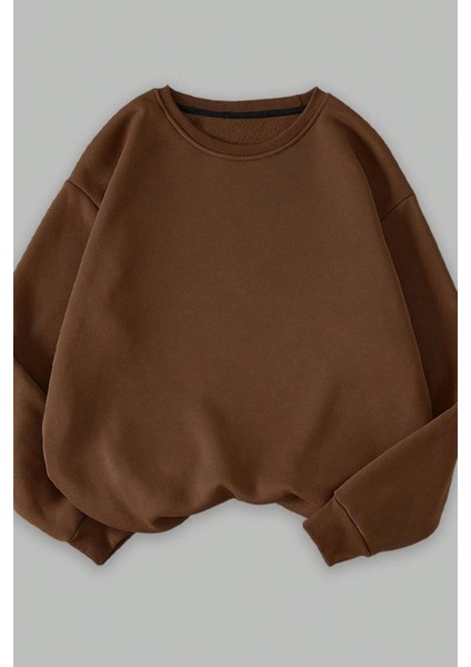 Kadın Siyah Bej Kahverengi Düz Bisiklet Yaka 3lü Sweatshirt Set indirimleri