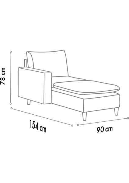 Lungo Modüler Daybed - Gri Keten