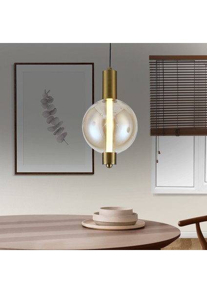 Mira Tekli Bal Camlı 4 Watt Modern Salon LED Sarkıt Avize