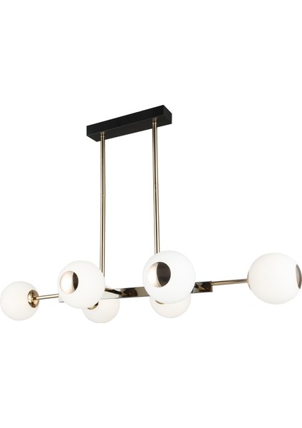 Sofia Sıralı 60 Watt Siyah Gold Modern Oturma Odası, Yemek Masası Üstü, Salon Avize