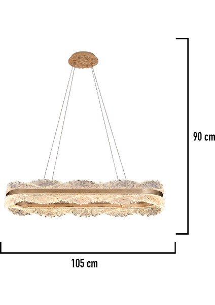 Laden Sıralı Gold 90 Watt Kristal Taşlı Modern Salon LED Sarkıt Avize