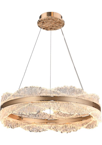 Laden 60'lik Gold 70 Watt Kristal Taşlı Modern Salon LED Sarkıt Avize