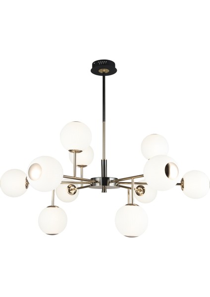 Sofia 12'li Siyah Gold 100 Watt Yuvarlak Modern Oturma Odası, Salon Avize fiyatları